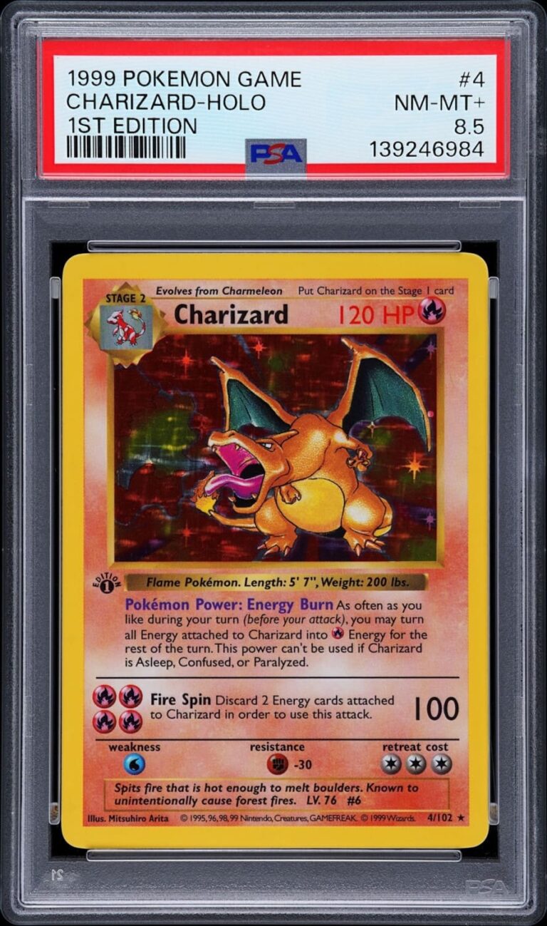 Charizard-Glurak-4-102-Base-Set-1st-Edition-Pokémon-Karte-Englisch-PSA-8.5