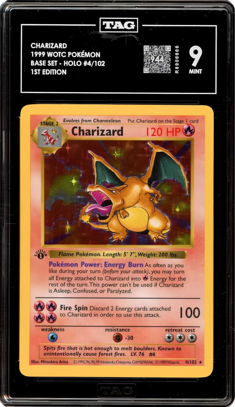 Charizard-Glurak-4-102-Base-Set-1st-Edition-TAG-9-Pokémon-Karte-TCG