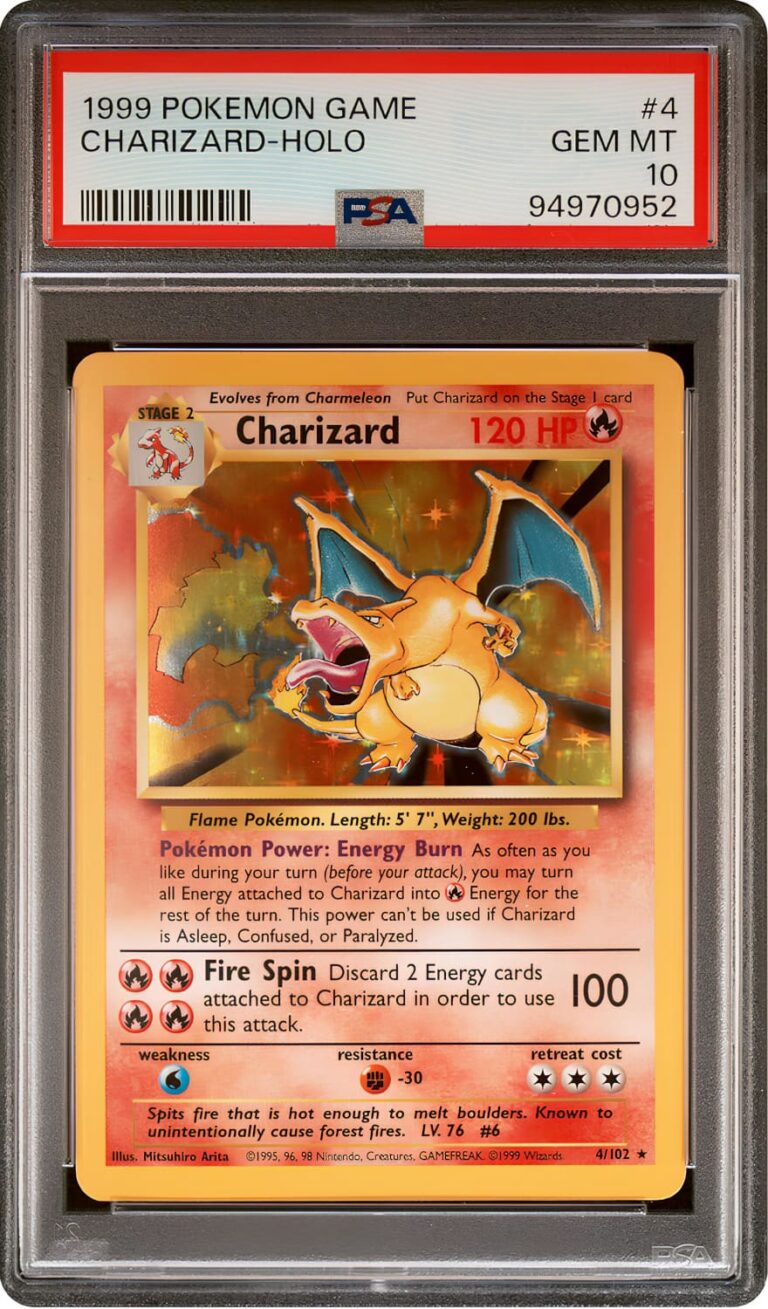 Charizard-Glurak-4-102-Base-Set-Unlimited-PSA-10-Pokemon-Karte-TCG-Sammelkartenspiel-1999