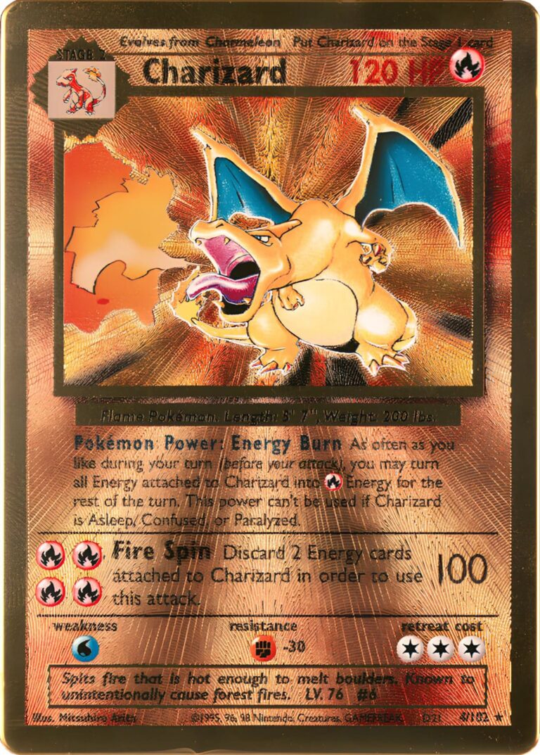 Charizard-Glurak-4-102-Gold-Metall-Celebrations-Promo-Pokémon-Karte