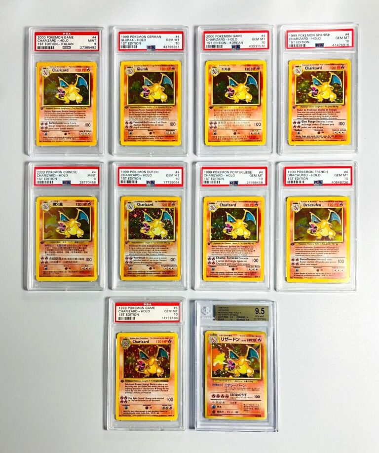 Charizard-Glurak-Base-Set-1st-Edition-all-Languages-Set-Collection-Sammlung-verkauft