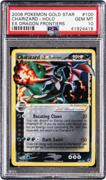Charizard-Glurak-Goldstar-Delta-Species-100-101-EX-Dragon-Frontiers-Pokémon-Karte-PSA-10-Englisch-2006