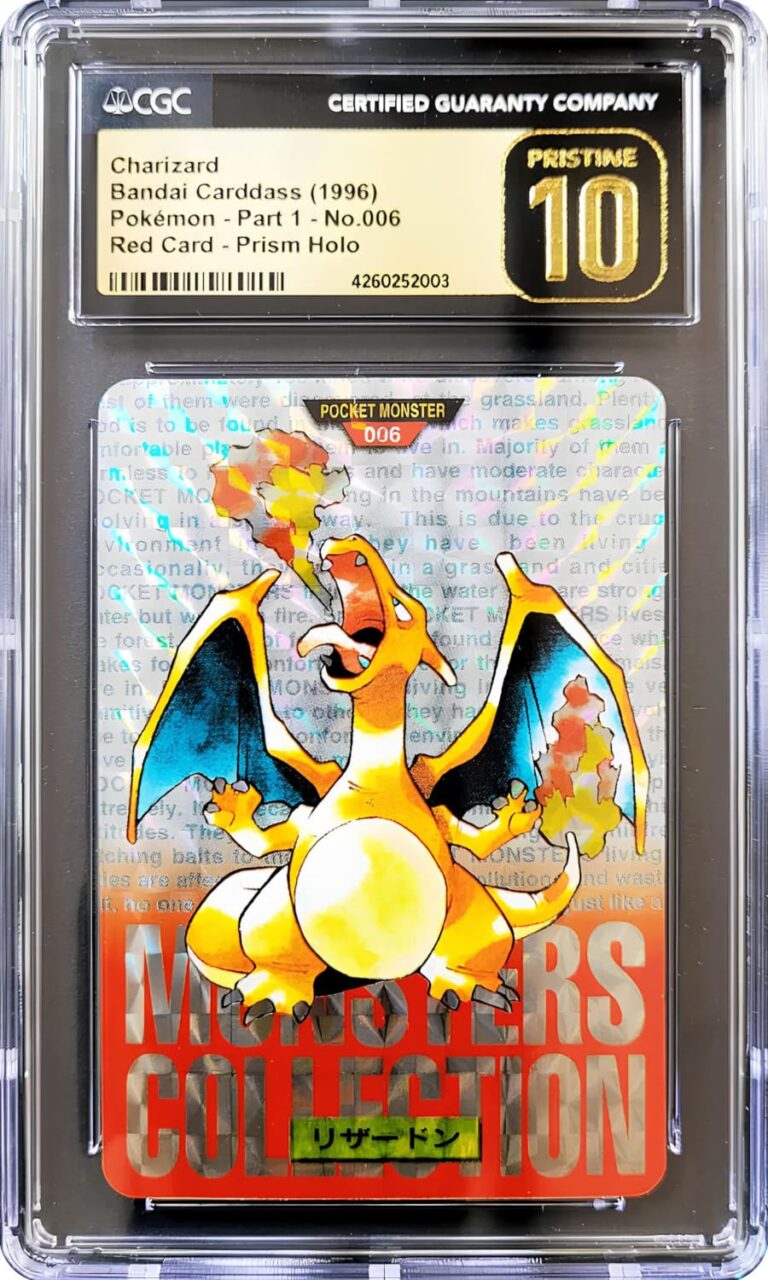 Charizard-No.006-Bandai-Carddass-Red-Card-Prism-Holo-1996-CGC-10-Pokémon-Karte