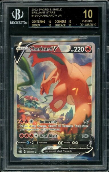 Charizard-V-154-172-Brilliant-Stars-Pokémon-Karte-BGS-10-Black-Label-Englisch