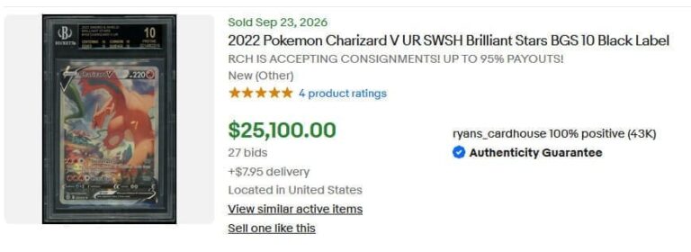 Charizard-V-154-172-Brilliant-Stars-Pokémon-Karte-BGS-10-Black-Label-Englisch-Preis-Wert-2026
