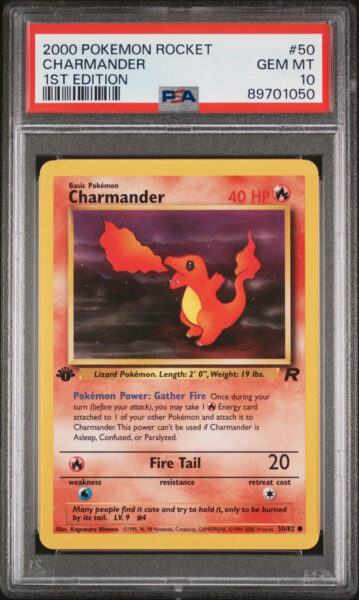 Charmander-Glumanda-50-82-Team-Rocket-1st-Edition-Pokémon-Karte-PSA-10
