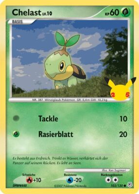 Chelast-103-130-Große-XXL-Jumbo-Pokémon-Karte-Erste-Partner-25-Jahre-Celebrations