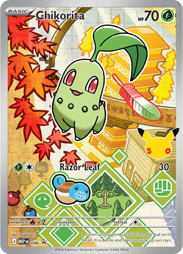 Chikorita-Endivie-MEP-046-First-Partner-30th-Anniversary-Promo-Pokémon-Karte-Englisch