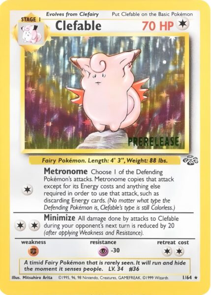 Clefable-Pixi-1-64-Jungle-Prerelease-Pokémon-Karte-Holo-Englisch
