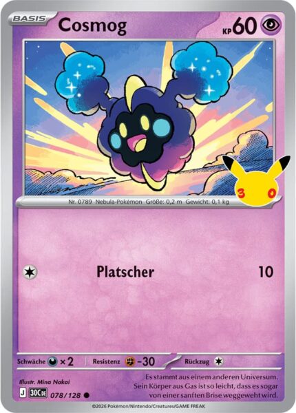 Cosmog-078-128-30C-30-Jahre-Jubiläum-30th-Celebration-Pokémon-Karte-Deutsch