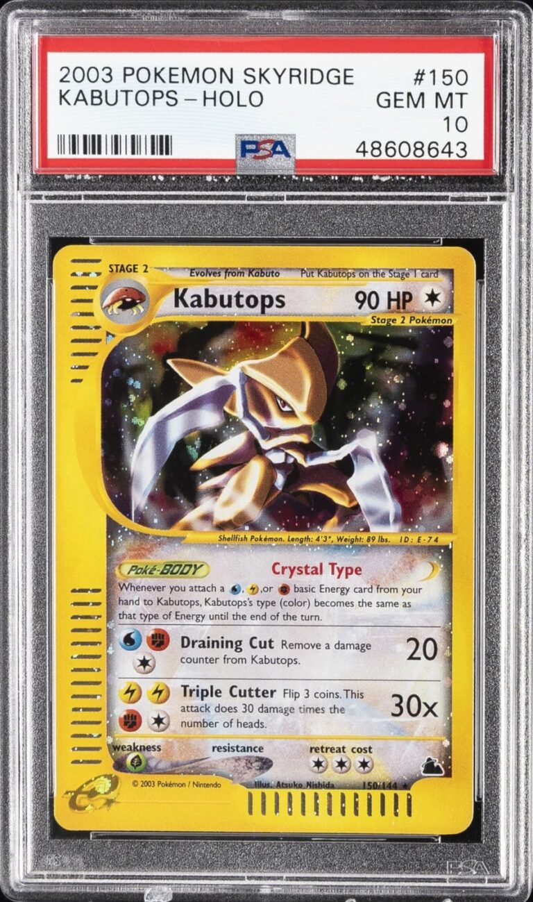Crystal-Kristall-Kabutops-150-144-Skyridge-Pokémon-Karte-Englisch-PSA-10