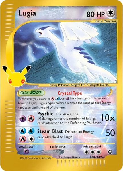 Crystal-Kristall-Lugia-149-147-30-Jahre-Jubiläum-30th-Celebration-Classic-Collection-Pokémon-Karte-Englisch