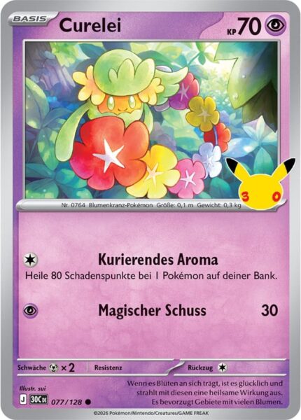 Curelei-077-128-30C-30-Jahre-Jubiläum-30th-Celebration-Pokémon-Karte-Deutsch