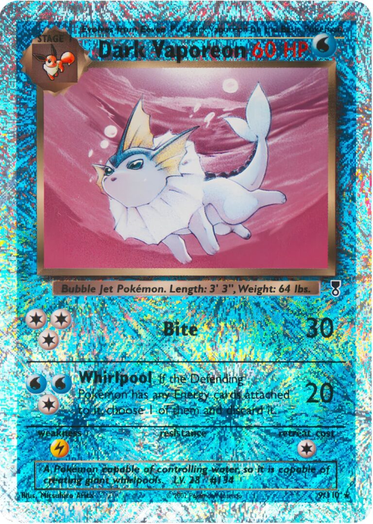 Dark-Vaporeon-Dunkles-Aquana-9-110-Reverse-Holo-Pokémon-Karte-Legendary-Collection-2000