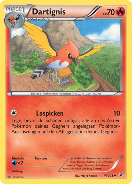 Dartignis-14-108-XY-Drachenleuchten-Pokémon-Karte-Deutsch-TCG-Sammelkartenspiel