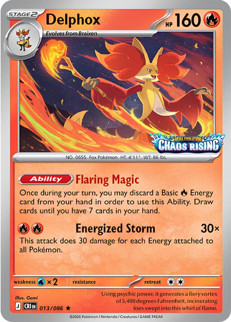 Delphos-Fennexis-013-086-Chaos-Rising-Store-Promo-Pokémon-Karte-Englisch