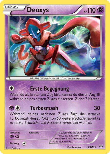 Deoxys-33-108-XY-Drachenleuchten-Pokémon-Karte-Deutsch-TCG-Sammelkartenspiel