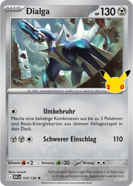 Dialga-103-128-30C-30-Jahre-Jubiläum-30th-Celebration-Pokémon-Karte-Deutsch