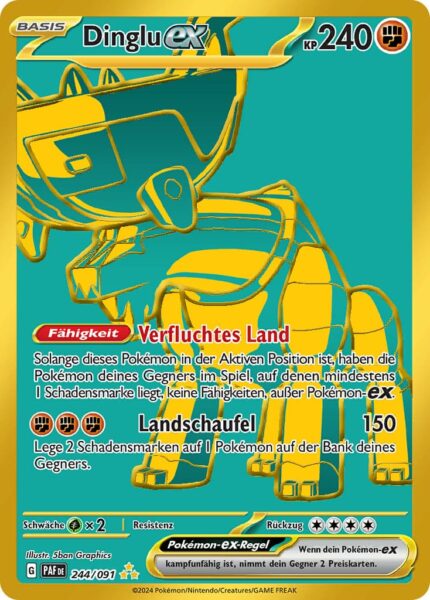 Dinglu-ex-244-091-Karmesin-Purpur-Paldeas-Schicksale-Hyper-Rare-Goldene-Pokémon-Karte-Deutsch