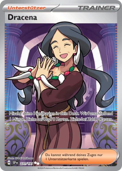 Dracena-231-191-SSP-DE-Karmesin-Purpur-Stürmische-Funken-Full-Art-Pokémon-Karte-Deutsch-TCG