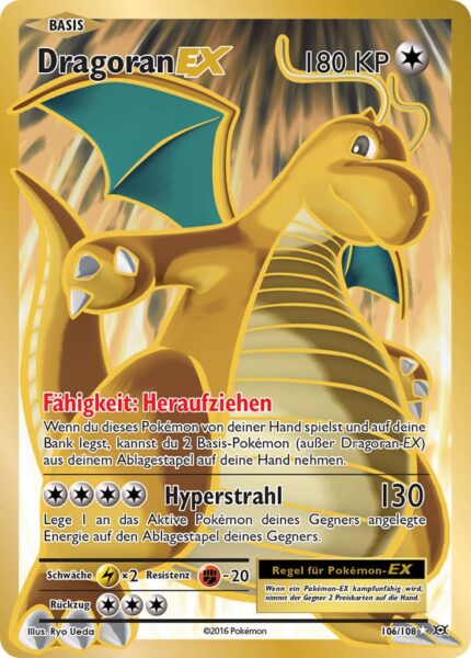 Dragoran-EX-106-108-XY-Evolution-Full-Art-Gold-Pokémon-Karte-Deutsch