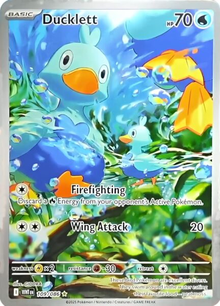 Ducklett-109-086-White-Flare-Weiße-Flammen-Illustration-Rare-Pokémon-Karte-Englisch