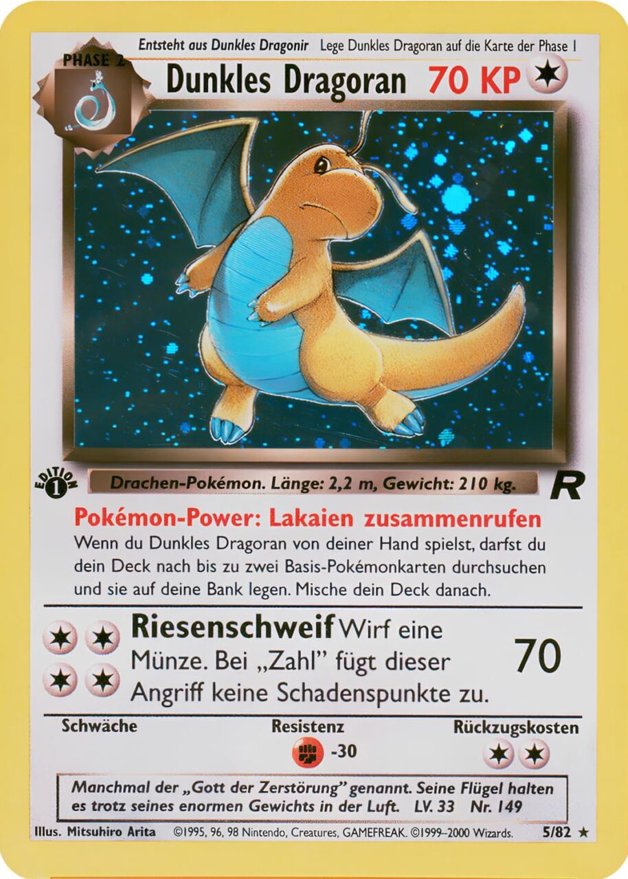 Dunkles-Dragoran-5-82-Team-Rocket-First-1st-Edition-Holo-Pokémon-Karte-Deutsch