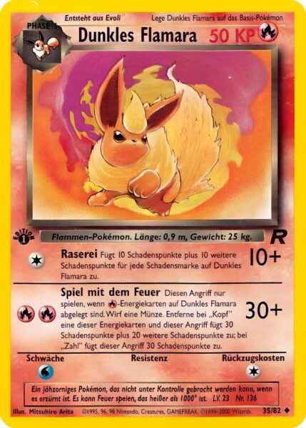 Dunkles-Flamara-35-82-Team-Rocket-1st-Edition-Pokemon-Karte-Deutsch-2000