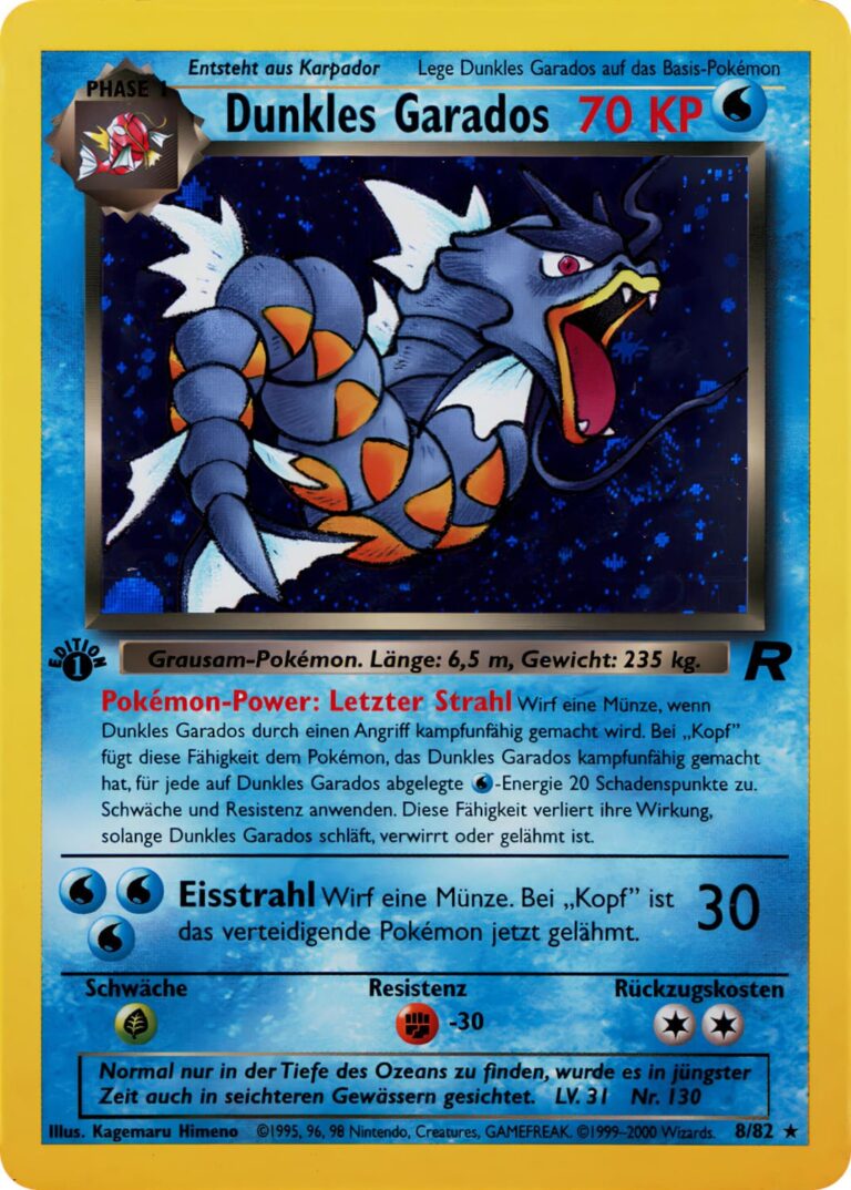 Dunkles-Garados-8-82-Team-Rocket-1st-Edition-Holo-Pokémon-Karte-Deutsch-2000
