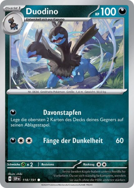 Duodino-118-191-SSP-DE-Karmesin-Purpur-Stürmische-Funken-Pokémon-Karte-Deutsch-TCG