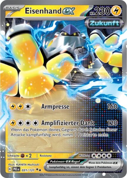 Eisenhand-ex-031-131-Prismatische-Entwicklungen-Pokémon-Karte-Deutsch-Karmesin-Purpur-TCG-Sammelkartenspiel
