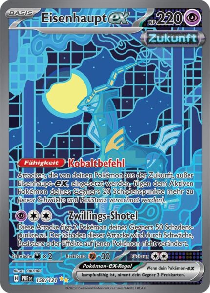 Eisenhaupt-ex-158-131-Prismatische-Entwicklungen-Secret-Special-Illustration-Rare-Pokémon-Karte-Deutsch-Karmesin-Purpur-TCG-Sammelkartenspiel