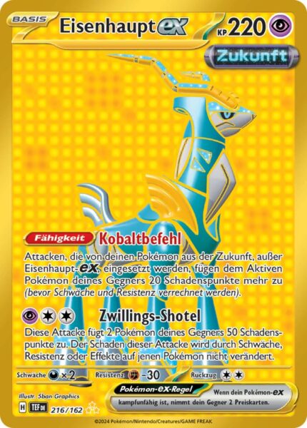 Eisenhaupt-ex-216-162-Karmesin-Purpur-Gewalten-der-Zeit-Hyper-Rare-Goldene-Pokémon-Karte-Deutsch