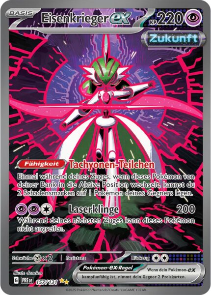 Eisenkrieger-ex-157-131-Prismatische-Entwicklungen-Secret-Special-Illustration-Rare-Pokémon-Karte-Deutsch-Karmesin-Purpur-TCG-Sammelkartenspiel