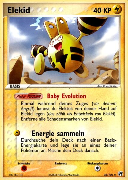 Elekid-36-100-EX-Sandsturm-Baby-Pokémon-Karte-Deutsch-TCG-Sammelkartenspiel
