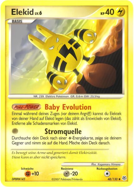 Elekid-48-130-Diamant-Perl-Baby-Pokémon-Karte-Deutsch-TCG-Sammelkartenspiel