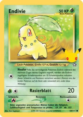 Endivie-54-111-Große-XXL-Jumbo-Pokémon-Karte-Erste-Partner-25-Jahre-Celebrations