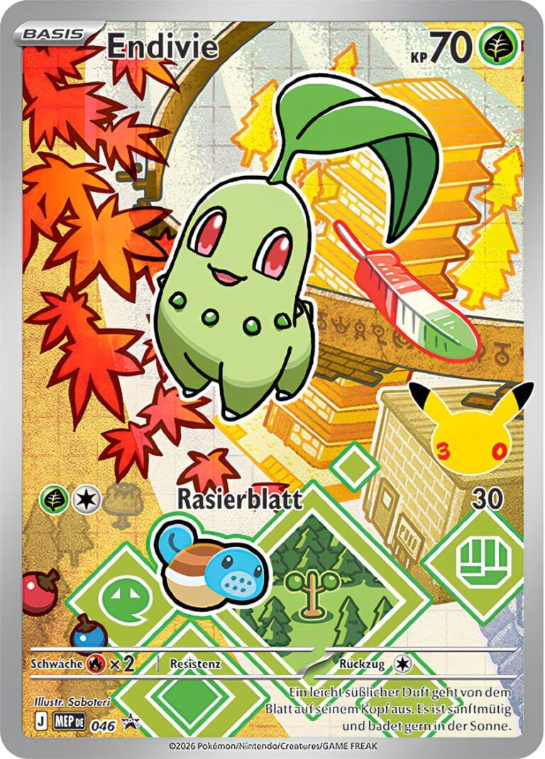 Endivie-MEP-046-Promo-Pokémon-Karte-30.-Jubiläum-30th-Anniversary-Erste-Partner-Kollektion-Serie-2