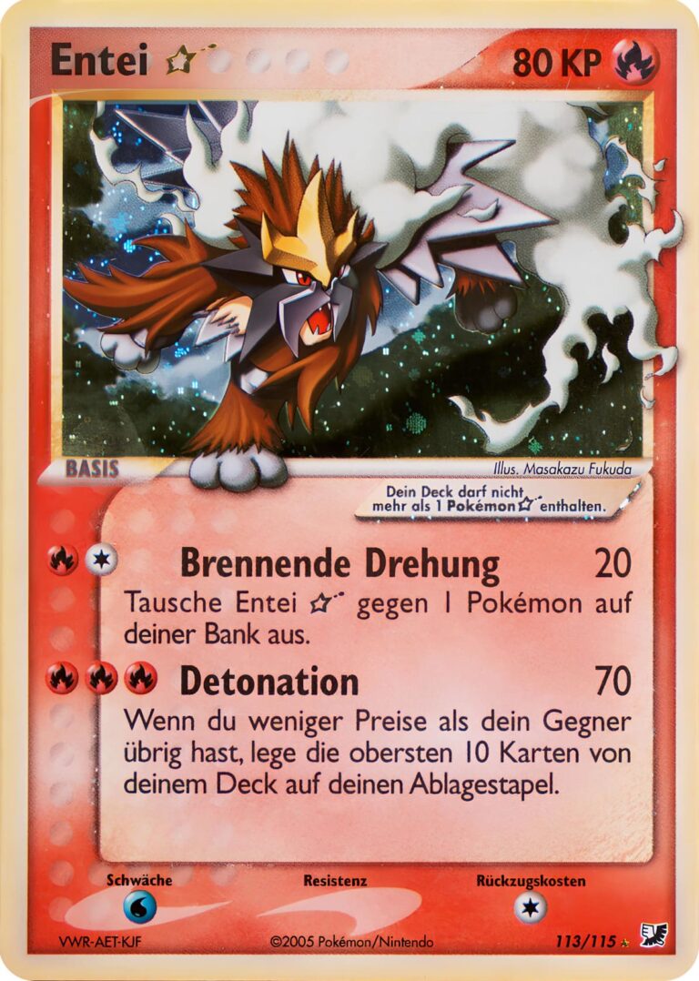 Entei-Goldstar-113-115-EX-Verborgene-Mächte-Unseen-Forces-Holo-Pokémon-Karte-Deutsch