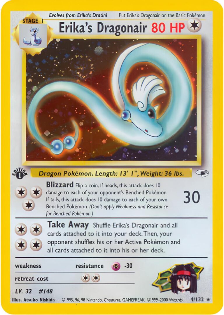 Erikas-Dragonair-4-132-Gym-Heroes-1st-Edition-Trainer-Pokémon-Karte-Holo-Englisch-TCG-Sammelkartenspiel