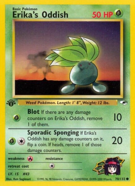 Erikas-Oddish-78-132-Gym-Heroes-Pokémon-Karte-Englisch-TCG-Sammelkartenspiel-2000