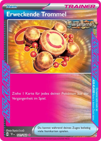 Erweckende-Trommel-141-162-Karmesin-Purpur-Gewalten-der-Zeit-ASS-KLASSE-Pokémon-Karte