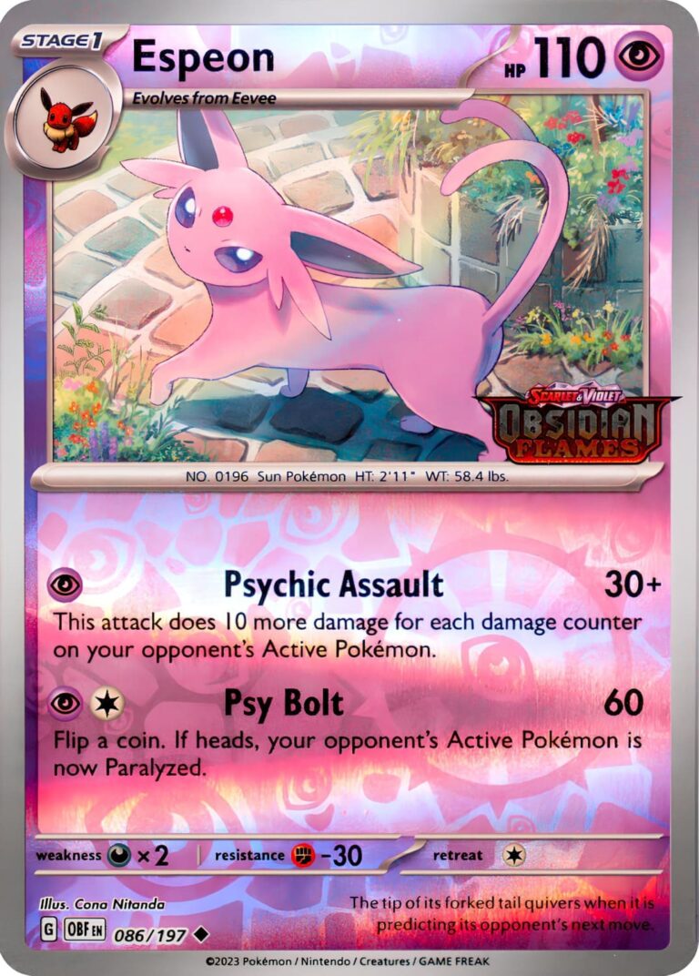 Espeon-Psiana-086-197-Obsidian-Flames-Obsidianflammen-Stamped-Promo-Pokémon-Karte-Englisch