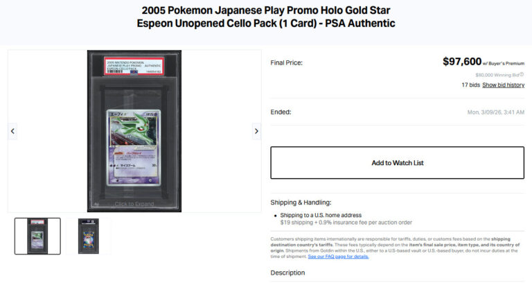 Espeon-Psiana-Goldstar-025-PLAY-50000-Points-Promo-Pokémon-Karte-Japan-Cello-Pack-PSA-Authentic-Wert-Preis-2026