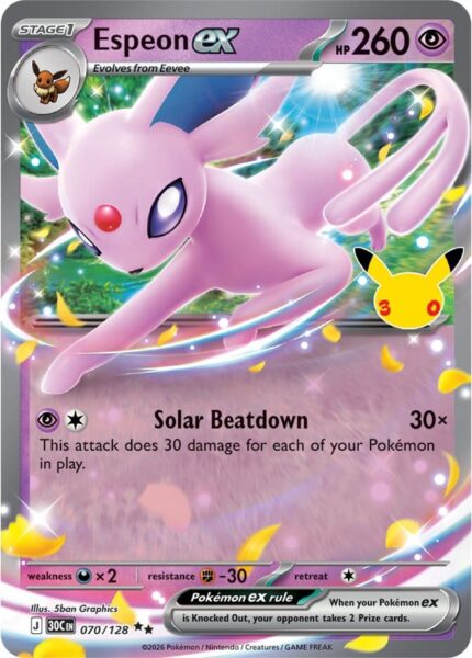 Espeon-Psiana-ex-070-128-30C-30-Jahre-Jubiläum-30th-Celebration-Set-Erweiterung-Pokémon-Karte-Englisch