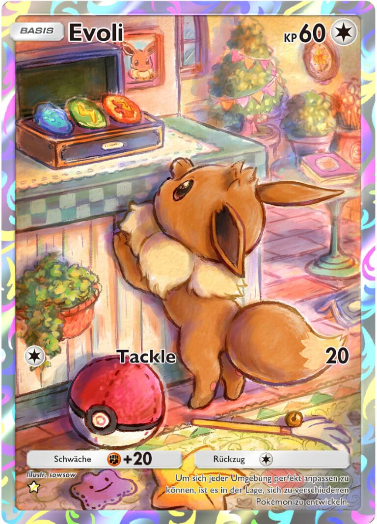 Evoli-Pokémon-TCG-Sammelkartenspiel-Pocket-Unschlagbare-Gene-Digitale-Full-Art-Illustration-Immersions-Karte