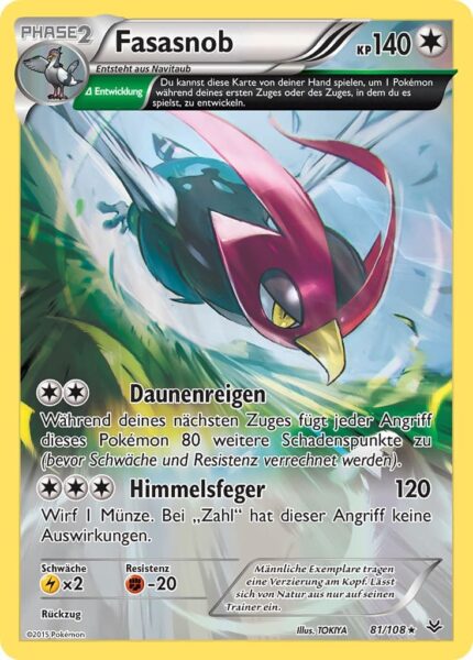 Fasasnob-81-108-XY-Drachenleuchten-Pokémon-Karte-Deutsch-TCG-Sammelkartenspiel