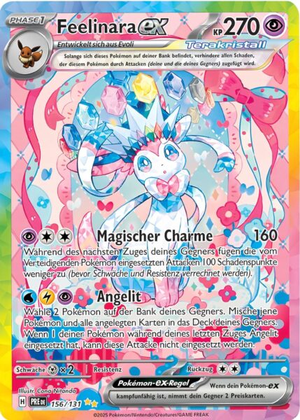 Feelinara-ex-156-131-Prismatische-Entwicklungen-Special-Illustration-Rare-Vollbild-Full-Art-Pokémon-Karte-Deutsch-TCG