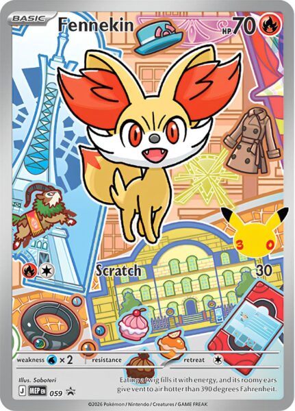 Fennekin-Fynx-MEP-059-Promo-Pokémon-Karte-30.-Jubiläum-30th-Anniversary-First-Erste-Partner-Englisch