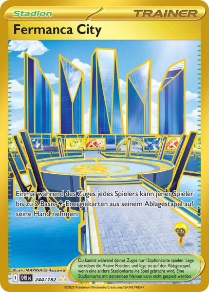 Fermanca-City-244-182-Ewige-Rivalen-Gold-Hyper-Rare-Pokémon-Karte-Karmesin-Purpur-Deutsch